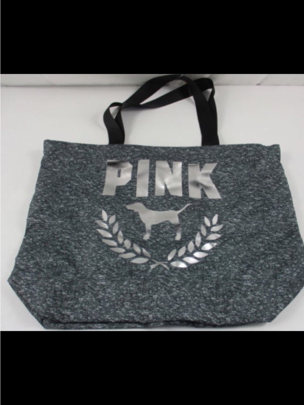 PINK Victoria's Secret Gray Heather Tote with Metallic Logo